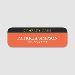 Porte-nom Chic Tangerine Tango Orange & Noir : Gras & Modern