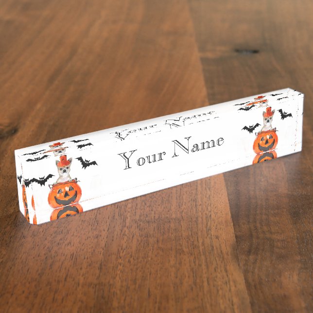 Porte-nom Chien de chiwawa de Halloween (Taille)