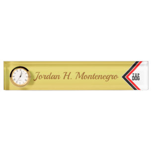 Porte-nom Chien de tête de classe (Votre nom) Fond doré