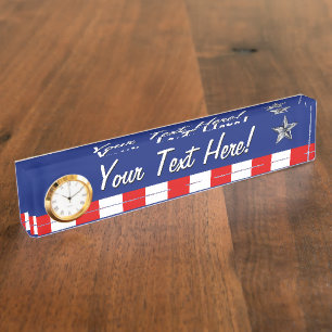 Porte-nom Chrome Comme Silver Star Festive Couleurs patrioti