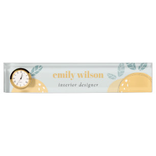 Porte-nom Citron bleu doux Abstrait Gras Citrus Fruité