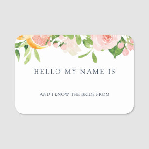 Porte-nom Citrus Bonjour mon nom est Fête des mariées Nom Ta