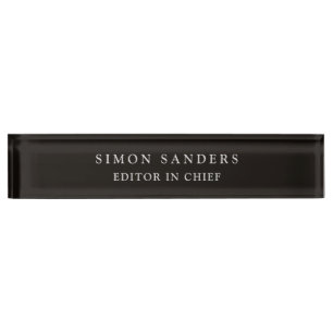 Porte-nom Clair classique minimaliste unique Noir fumé
