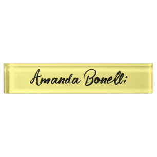 Porte-nom Clair jaune clair Simple Minimaliste Calligraphie