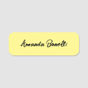 Porte-nom Clair jaune clair Simple Minimaliste Calligraphie
