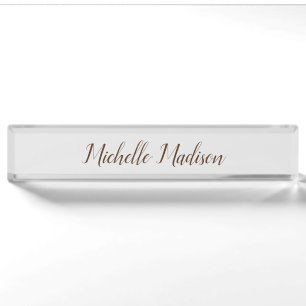 Porte-nom Clair minimaliste moderne écriture manuscrite call