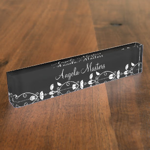 Porte-nom Classe femme Floral Monogramme Executive