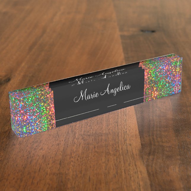 Porte-nom Classé Glitzy Glam Ladies Monogram Desk Nameplate (Taille)