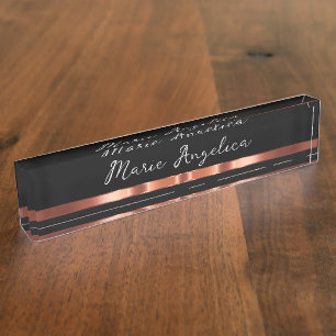 Porte-nom Classé Rose en or Tone Monogramme Bureau