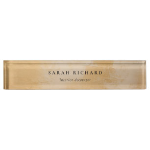 Porte-nom Classique Artistique Chic Beige Or Paint Entrepris