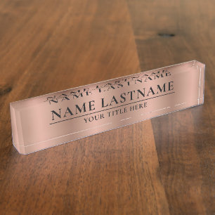 Porte-nom Classique Elégant Faux Rose Or Rose