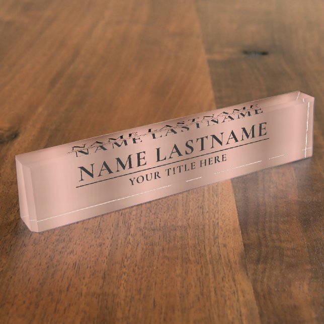 Porte-nom Classique Elégant Faux Rose Or Rose (Taille)