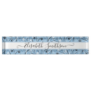 Porte-nom Classique et élégant Pastel Blue Professional Flor