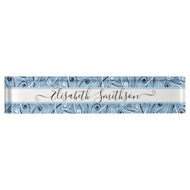Porte-nom Classique et élégant Pastel Blue Professional Flor (Devant)