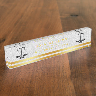 Porte-nom Classique juridique d'échelle de noir d'or