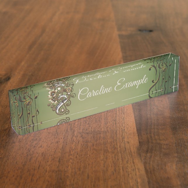 Porte-nom Clavier de piano steampunk incurvé. (Taille)