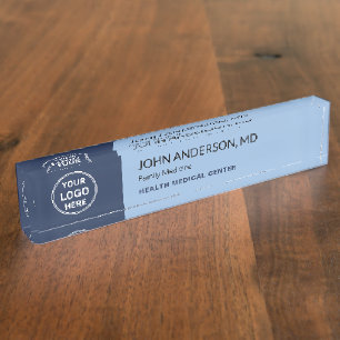 Porte-nom Clinique de soins médicaux bleu docteur