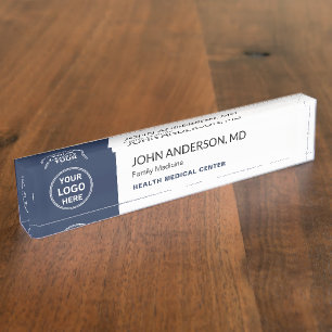 Porte-nom Clinique de soins médicaux Médecin Navy Blanc
