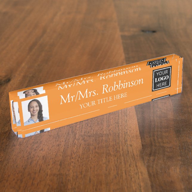 Porte-nom Coach Photo Team Logo Moderne (Taille)