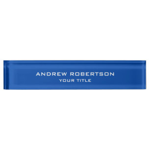 Porte-nom Cobalt Bleu Plaine Élégant Minimaliste Simple