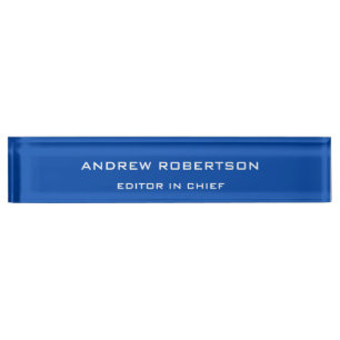 Porte-nom Cobalt Bleu Plaine Élégant Minimaliste Simple