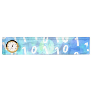 Porte-nom Code binaire dans bleu et pourpre