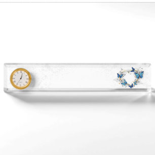 Porte-nom Coeur bijoux avec papillons Morpho