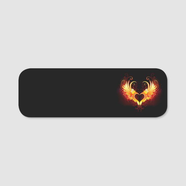 Porte-nom Coeur de feu ange avec ailes (Devant)