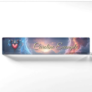 Porte-nom Cœur Flamboyant de la Lune – Amour Cosmique Gothiq