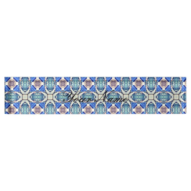 Porte-nom Coeurs de mandala bleu motif Thunder_Cove (Devant)