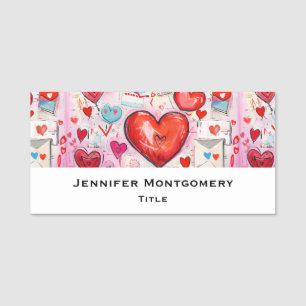 Porte-nom Coeurs lunaires et lettres d'amour Motif