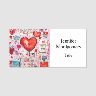 Porte-nom Coeurs lunaires et lettres d'amour Motif