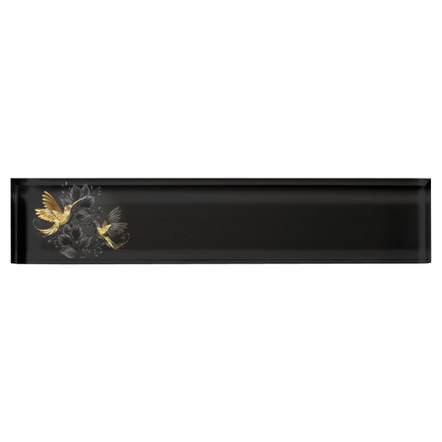 Porte-nom Colibri noir et or (Devant)