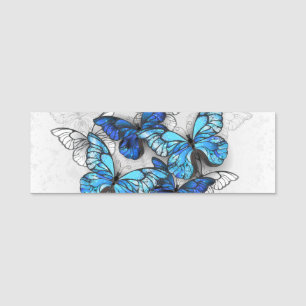 Porte-nom Composition de papillons blancs et bleus
