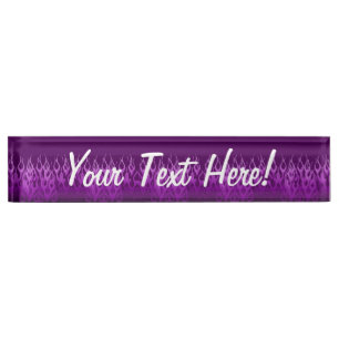 Porte-nom Conception de flammes de course violettes cool