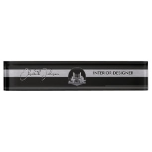 Porte-nom Conception d'intérieur ou logo d'architecte noir e