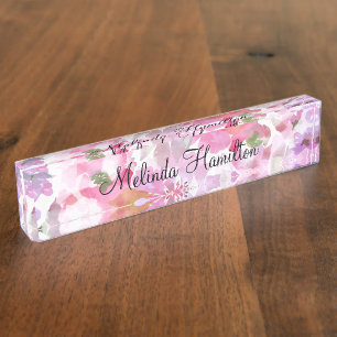 Porte-nom Conception florale de monogramme de motif de