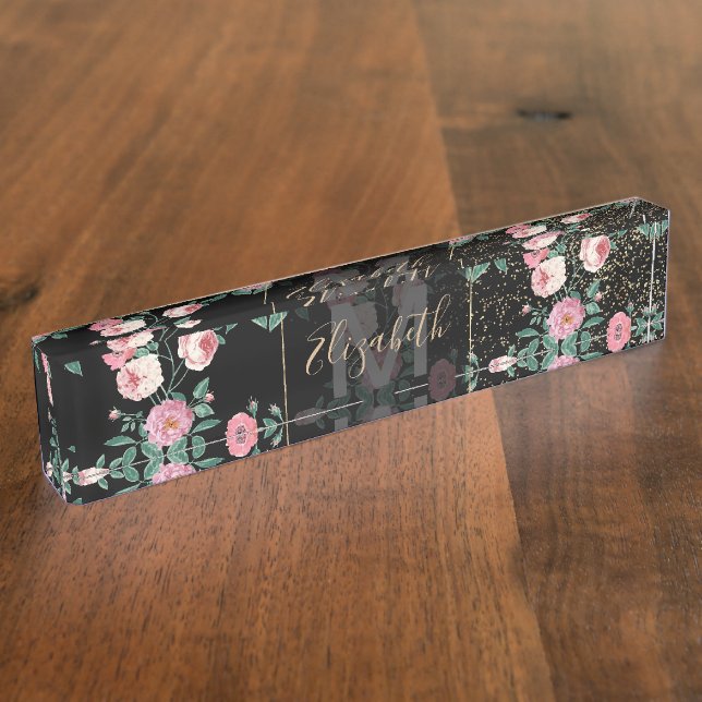 Porte-nom Conception romantique de pivoine fleurie et de con (Taille)