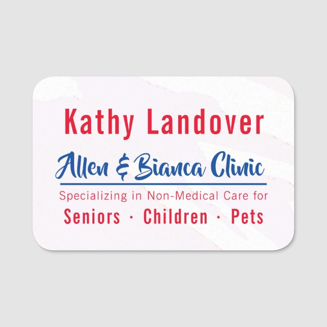 Porte-nom Confiance rouge et bleue (Devant)