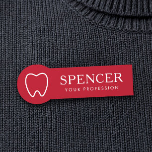 Porte-nom Contour de dent rouge dentiste clinique dentaire