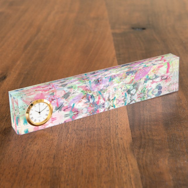 Porte-nom Cool tendance aquarelle éclaboussures art abstrait (Taille)