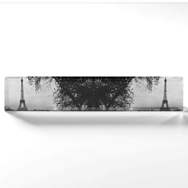 Porte-nom Coucher de soleil de la tour Vintage France Paris  (Devant)