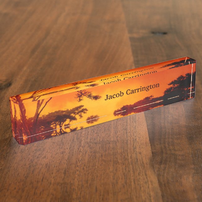 Porte-nom Coucher du soleil africain orange (Taille)