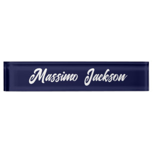 Porte-nom Couleur bleu marine Calligraphie moderne simple de