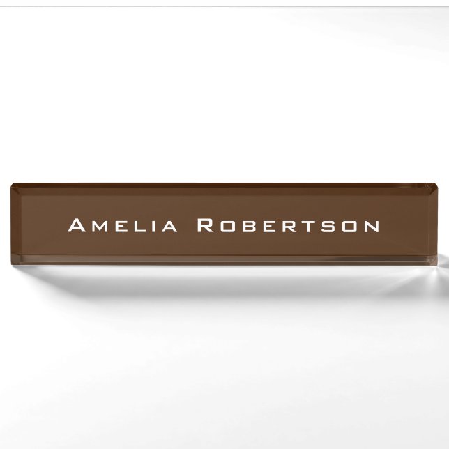 Porte-nom Couleur Brown tendance Moderne Professionnel Perso (Devant)