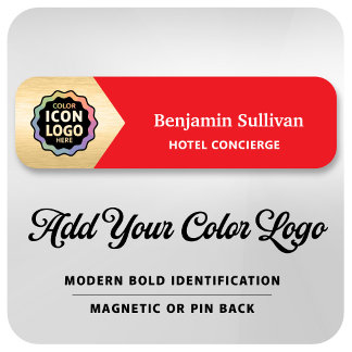 Porte-nom Couleur de l'entreprise Logo Rouge Or ID de l'empl