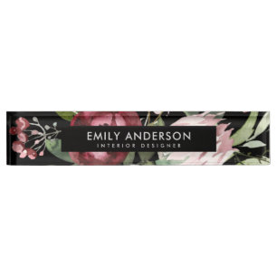 PORTE-NOM COULEUR D'EAU FLORALE DU PROTÉA DE BURGOUNDY ROSE