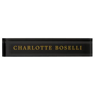 Porte-nom Couleur d'or minimaliste classique professionnel N