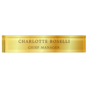 Porte-nom Couleur d'or professionnelle minimaliste