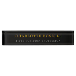 Porte-nom Couleur minimaliste classique professionnelle Noir